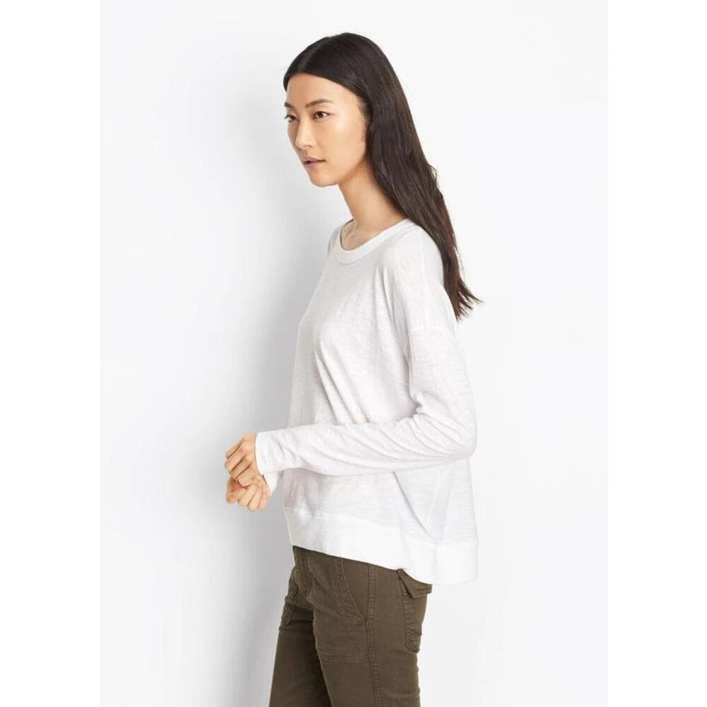 Vince White 100% Cotton Slub Drop Shoulder Tee - Small